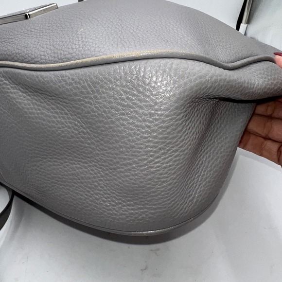 Marc by Marc Jacobs Gray Leather Shoulder Bag Crossbody Hobo Designer Purse - Picture 6 of 12